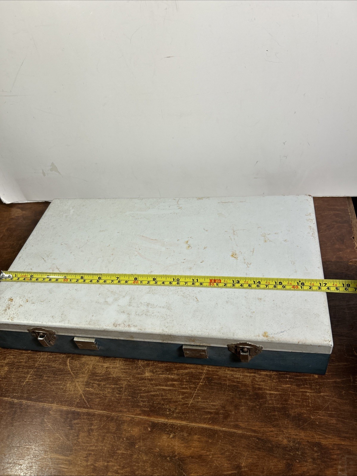 Vintage Metal Slide Storage Box Case 2” Slides Coins 17×10” No Handle No Divider