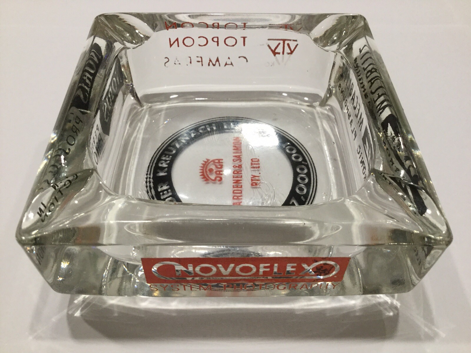Rare Vintage TOPCON NORIS SCHNEIDER KREUZNACH LENS NOVOFLEX Dealer Ashtray c1950