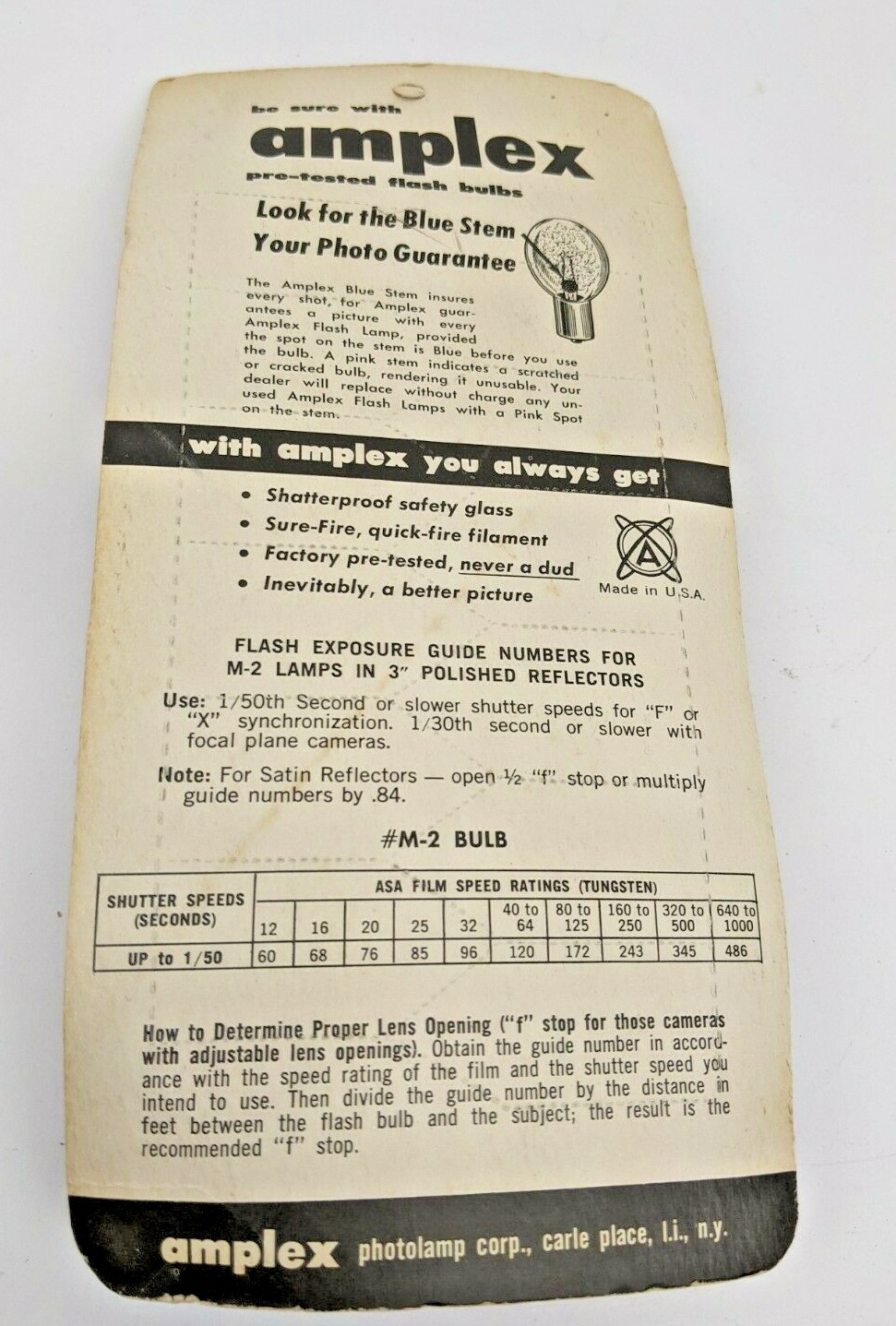 VINTAGE AMPLEX M2 PHOTOFLASH FLASHBULBS M2 12 pack NEW
