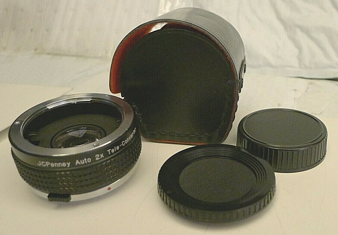 JCPenney Auto 2x Tele-Converter Lens O/OM 624-4350 for Olympus +End Caps & Case