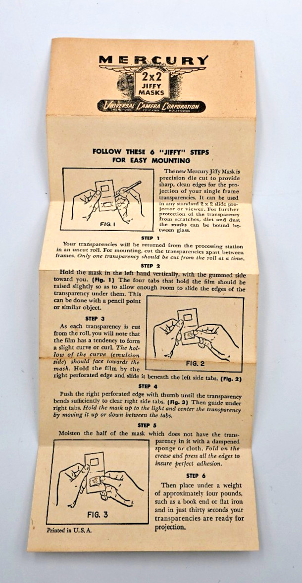Vintage Mercury 2×2 Jiffy Masks (Universal Camera Corporation)