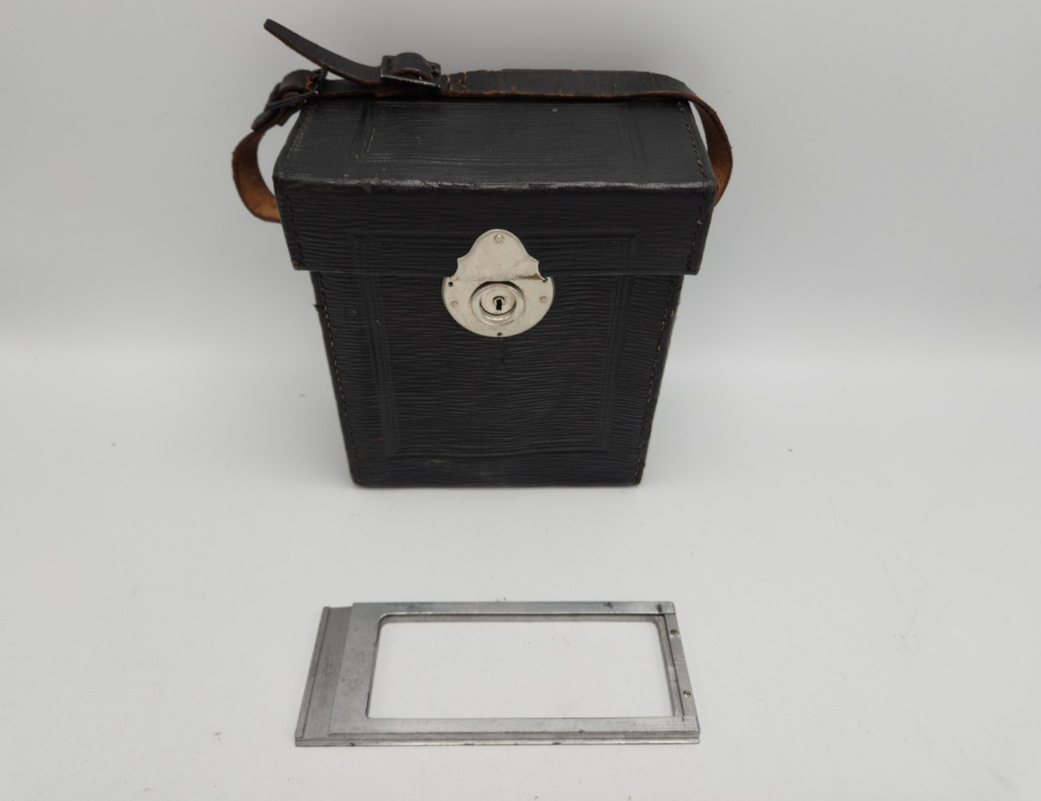 Antique Ica Case & 45x107mm Plate Glass Holder Frame for Polyscop Stereo Camera