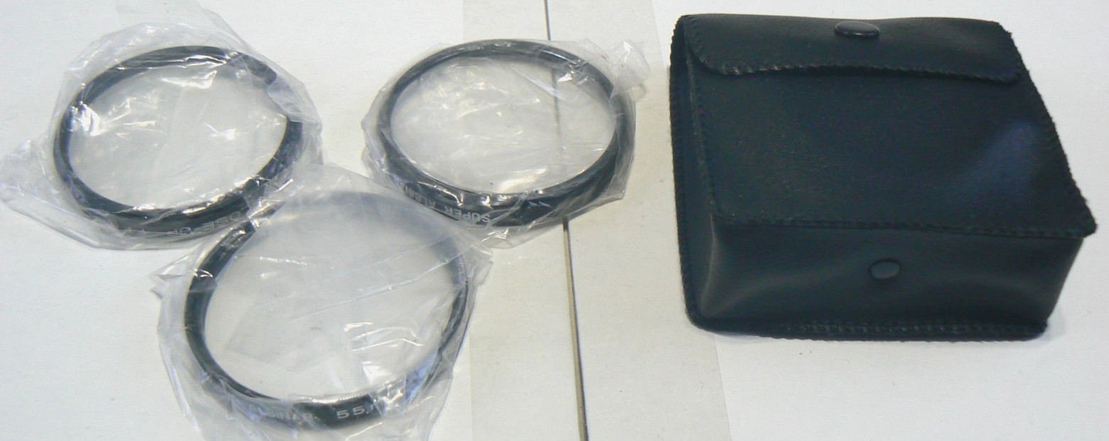 Super Albinar 55mm Filter Set of 3 Close-Up +1, +2, +3 Lenses Plus Case – Japan