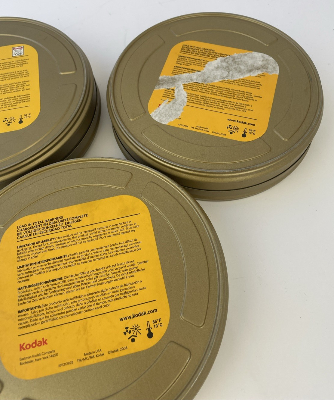Lot of 3 x Eastman Kodak Vision 400ft•122m 35mm Film Canisters – CANISTERS ONLY