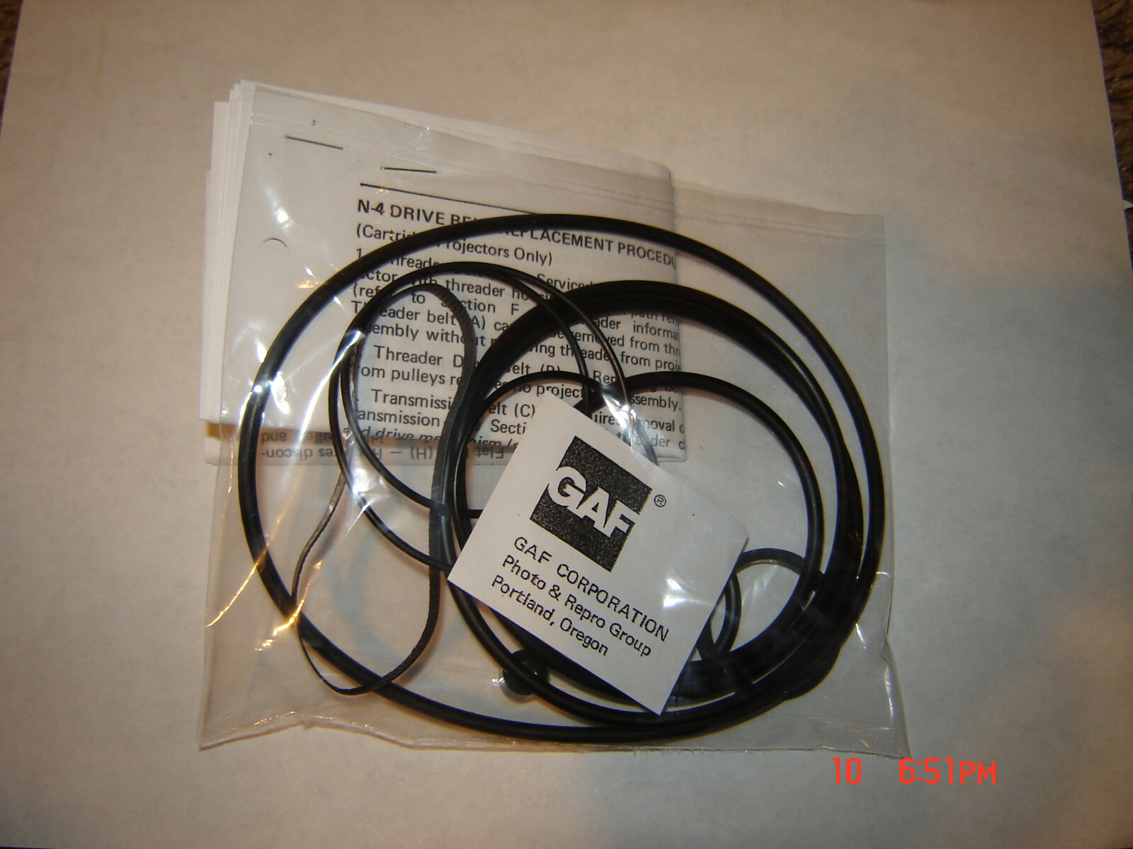 GAF 2500 Cartridge Projector 9 Belts/2 Tires & Install Instructions,11 Piece set