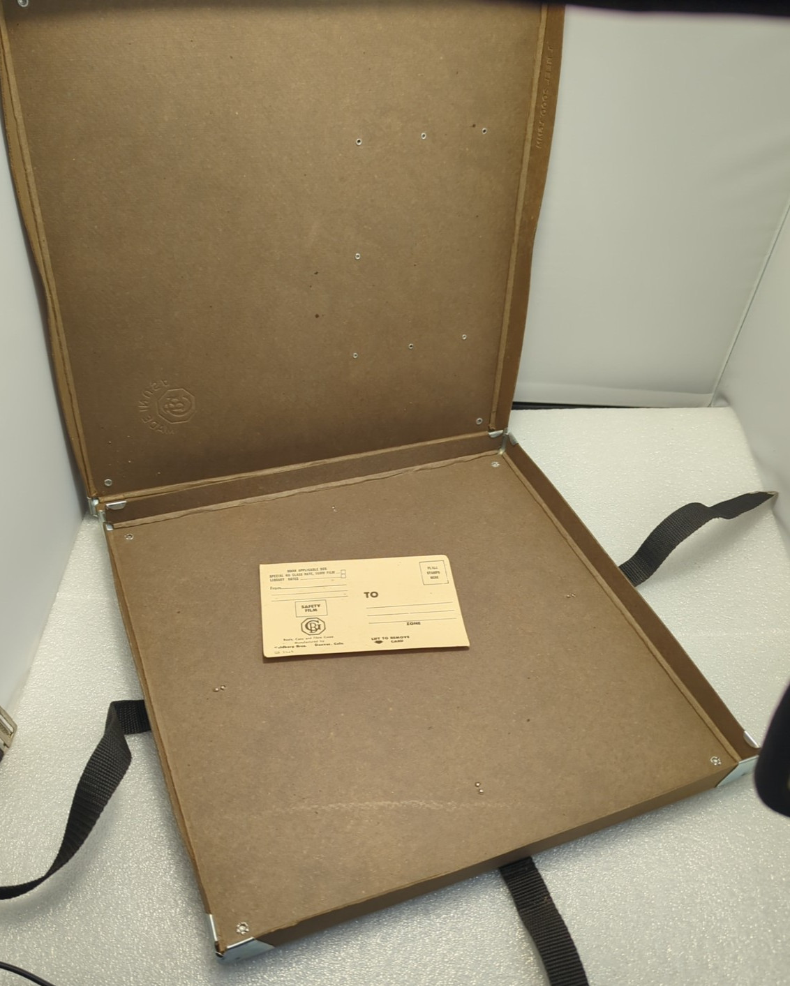 Goldberg Bros. 16MM Film Shipping Case w/Straps 16” X 16” [John F. Morse Estate]