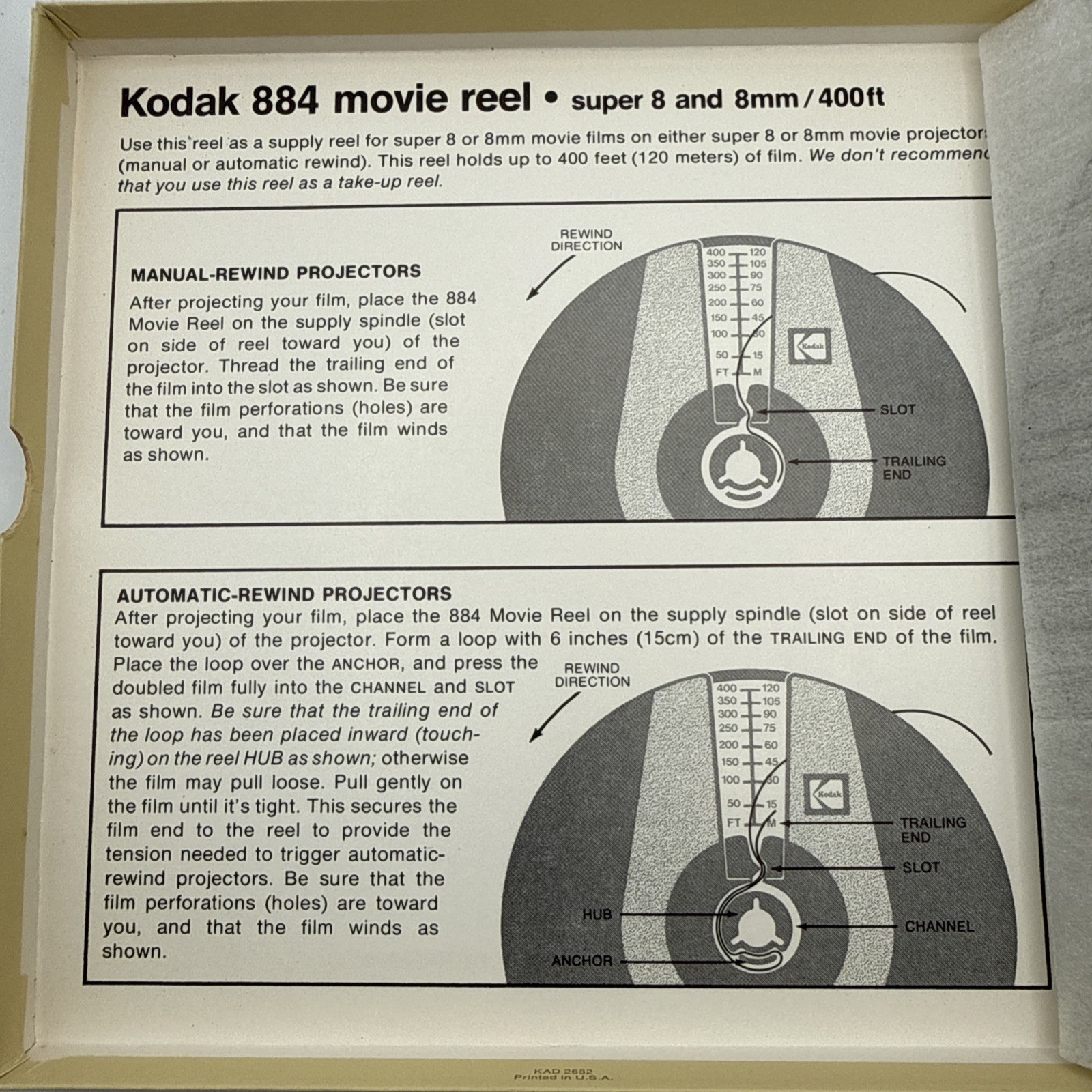 Set of 4- Kodak 884 Super 8 & 8mm Movie Reel, 400ft, Empty Reel w/ Box New