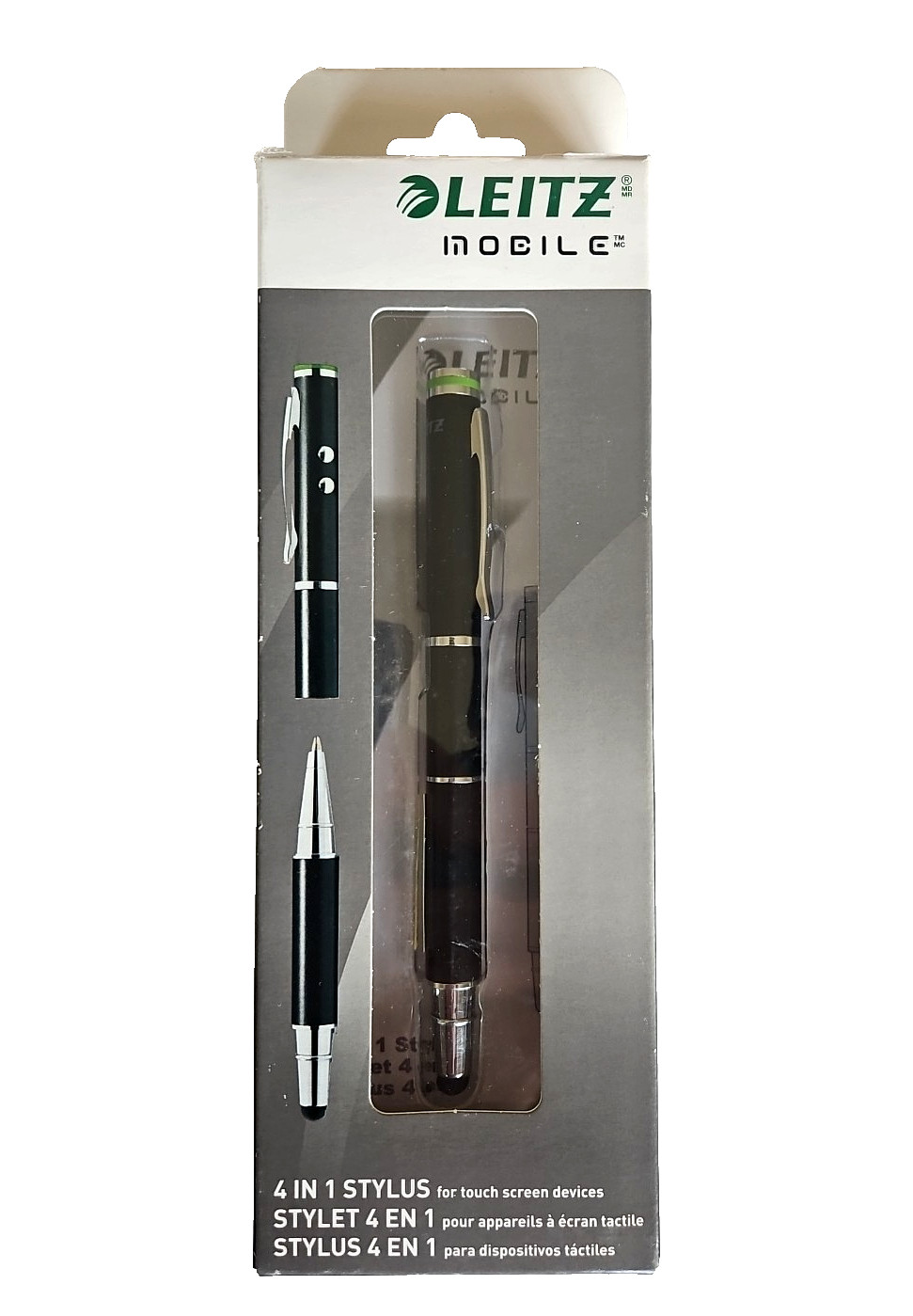 Leitz Mobile 4 in 1 Stylus for Touchscreen Devices 6600-02 New Sealed (Black)