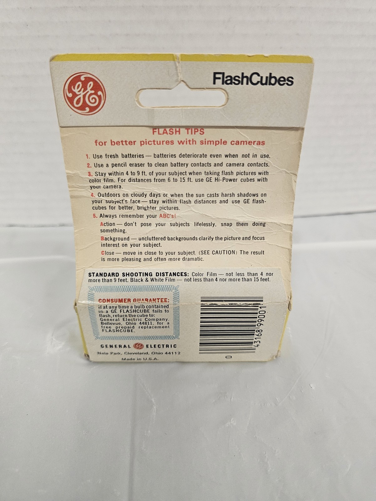 GE Flashcubes Original Box Set Of 3 Cubes 12 Flashes Vintage