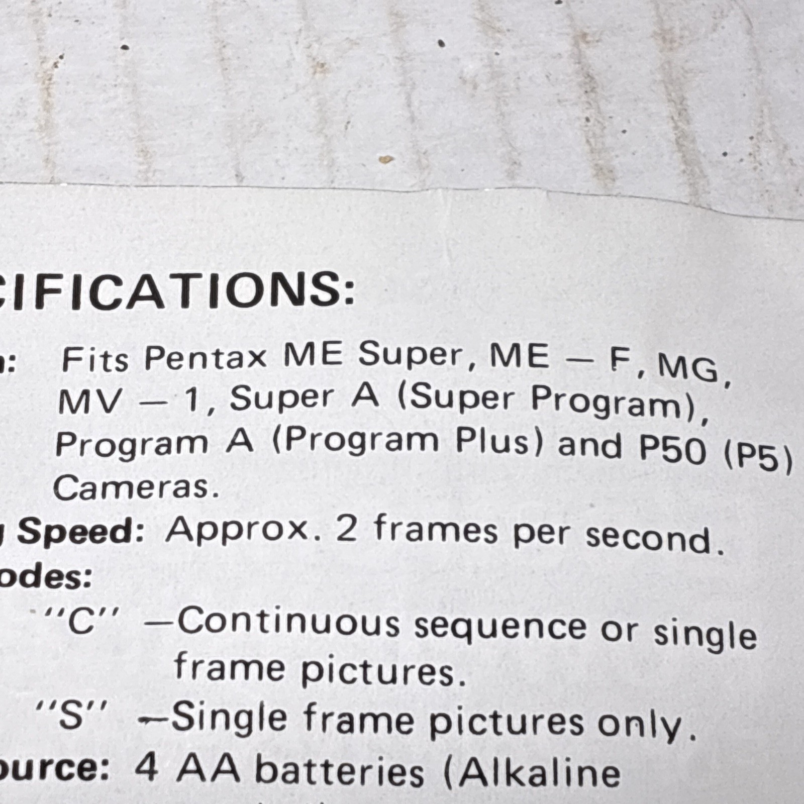 Power Winder P-1 For Pentax ME Series SLR Cameras