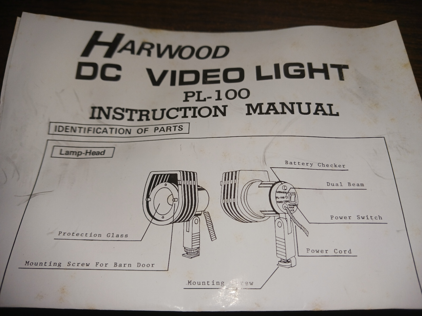 Harwood Video/Movie Camera Light PL-100 12V DC 100W **MINT***