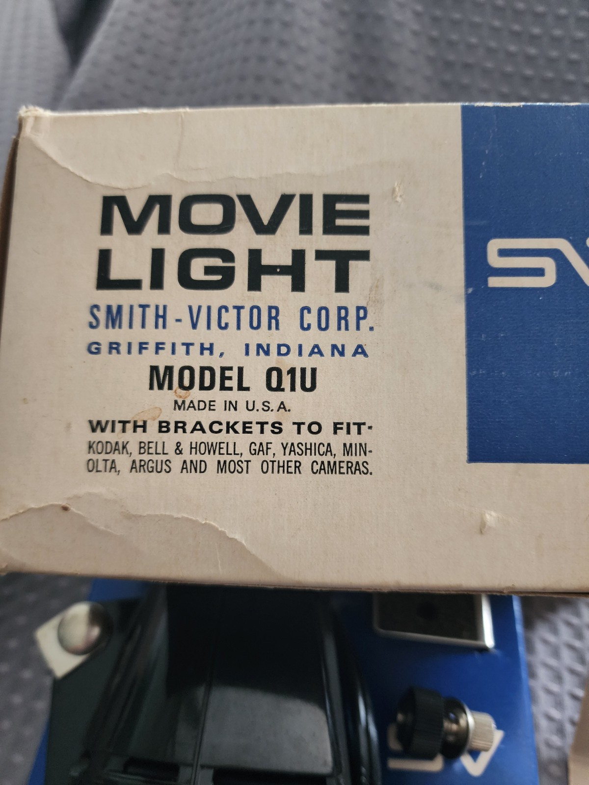 VINTAGE SMITH VICTOR MOVIE LIGHT FOR SUPER 8 CAMERAS MODEL Q1U