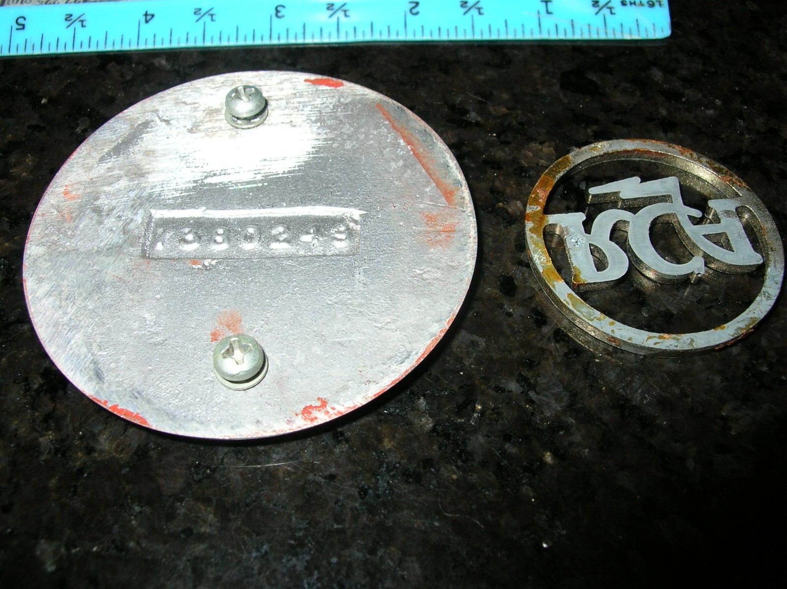 GE and RCA Broadcast Logos Metal Script Glue on Screw on Castings