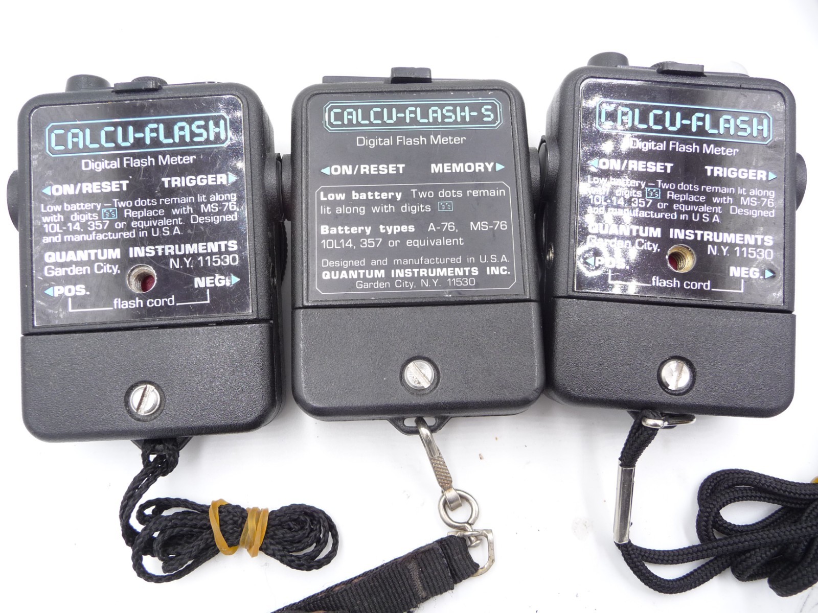 Lot of 3 Calcu-Flash meters, with manuals and one case, extra domes