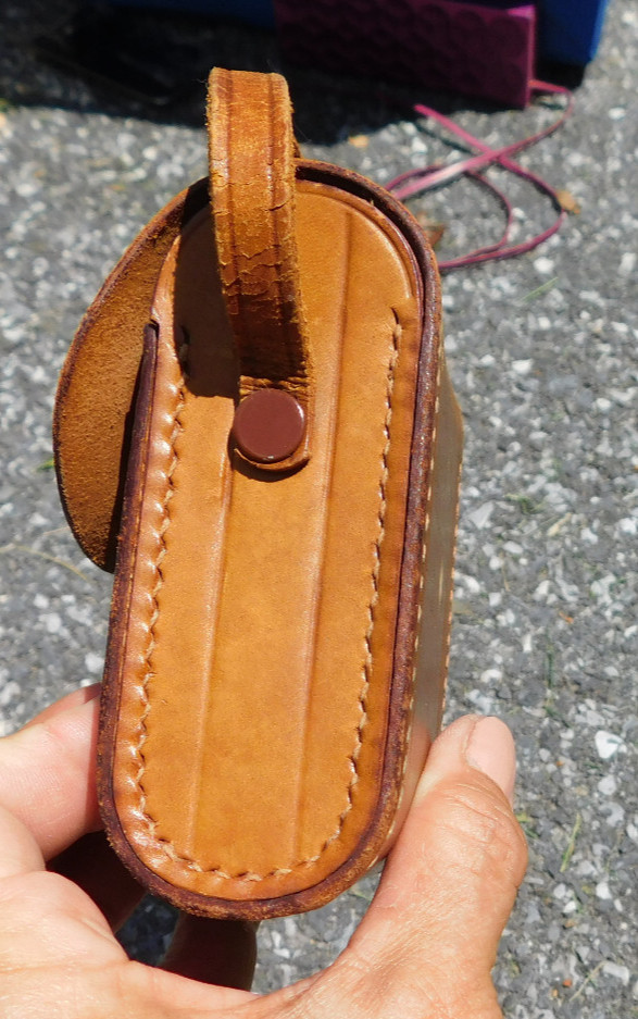 Vtg King Japan Leather Camera Phone Case Snap Flap Strap Brown 4″x2.5″x1.5″