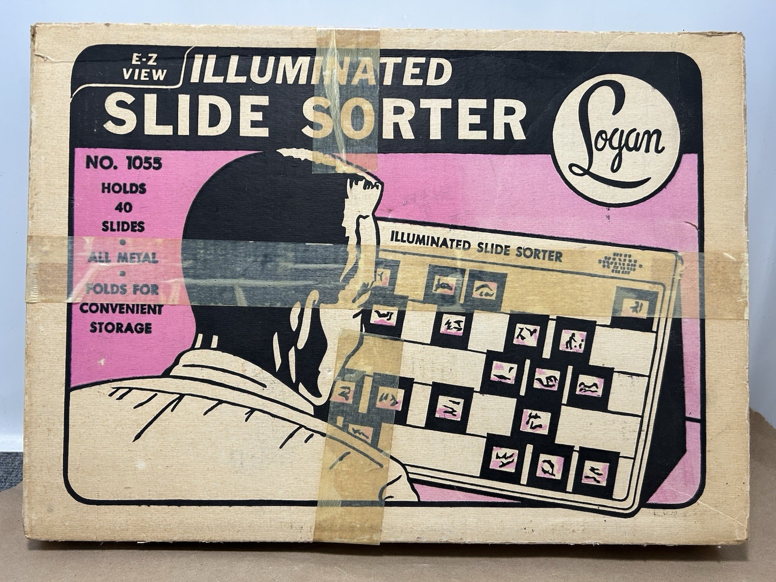 VINTAGE LOGAN ILLUMINATED SLIDE SORTER E-Z VIEW ORIGINAL BOX AND LIGHT 1055