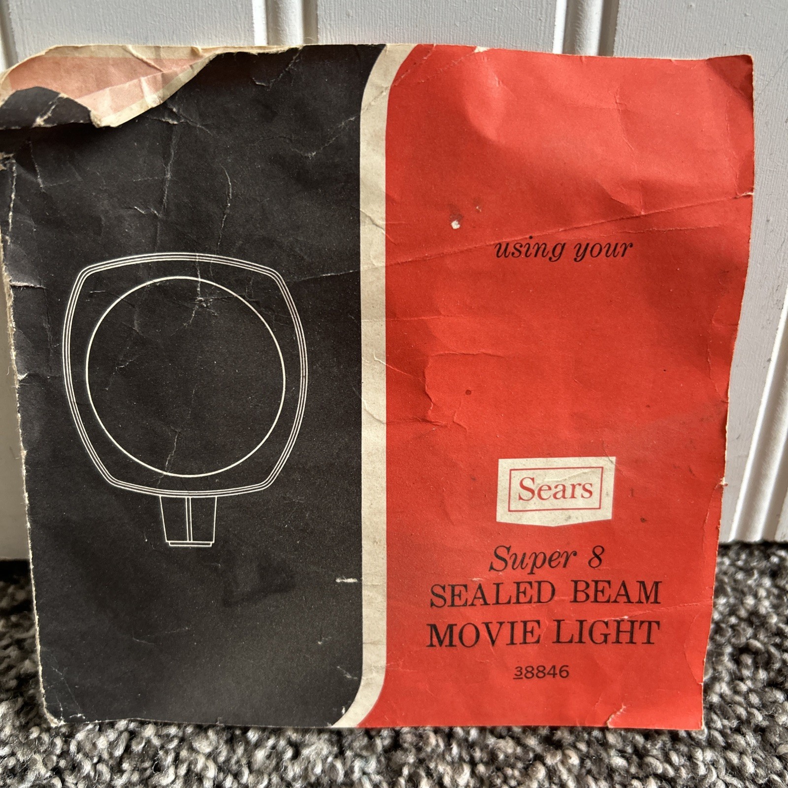 Vintage Sears Super 8 Sealed Beam Movie Light Model 8846 GE Lamp w/ Manual