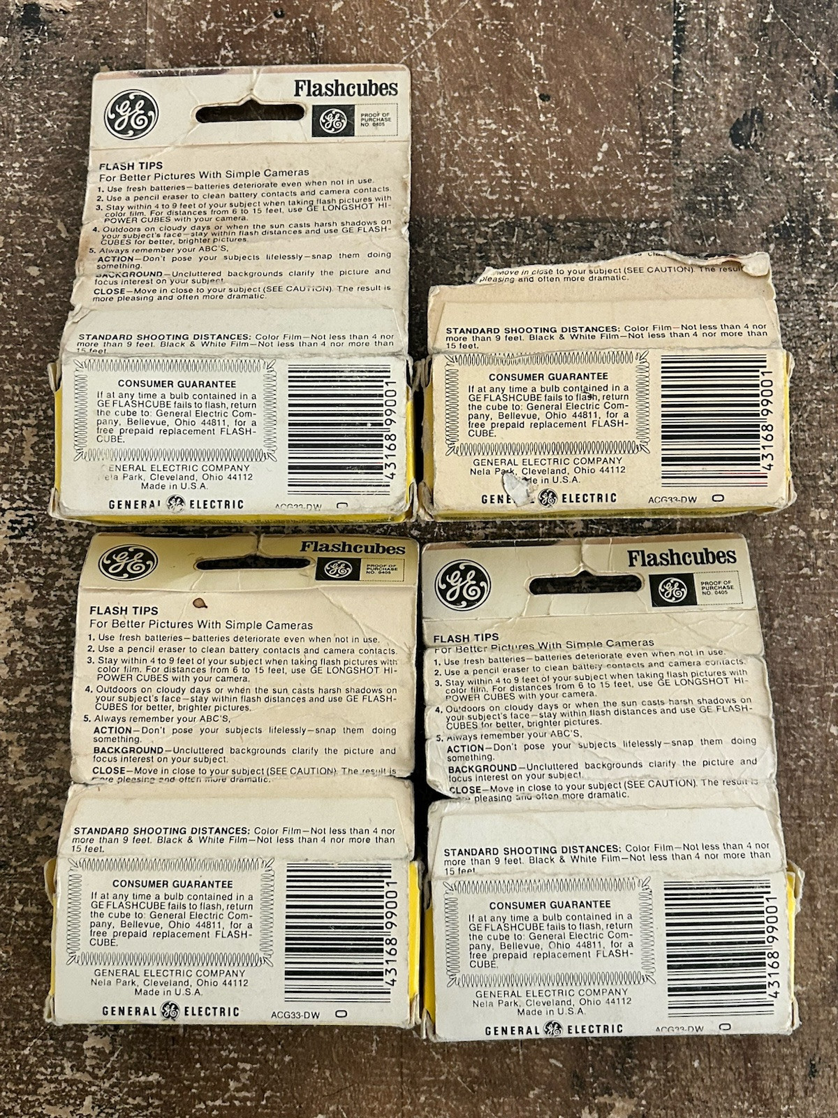 Lot Of 4 Boxes Vintage General Electric GE Flashcubes 48 Flashes