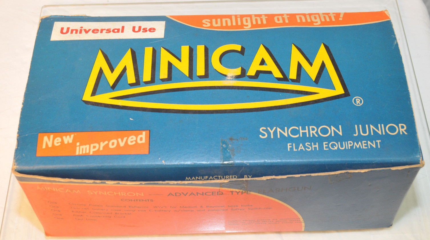 Vintage MINICAM SYNCHRON Flash Equipment with Original Box from 1950s Japan
