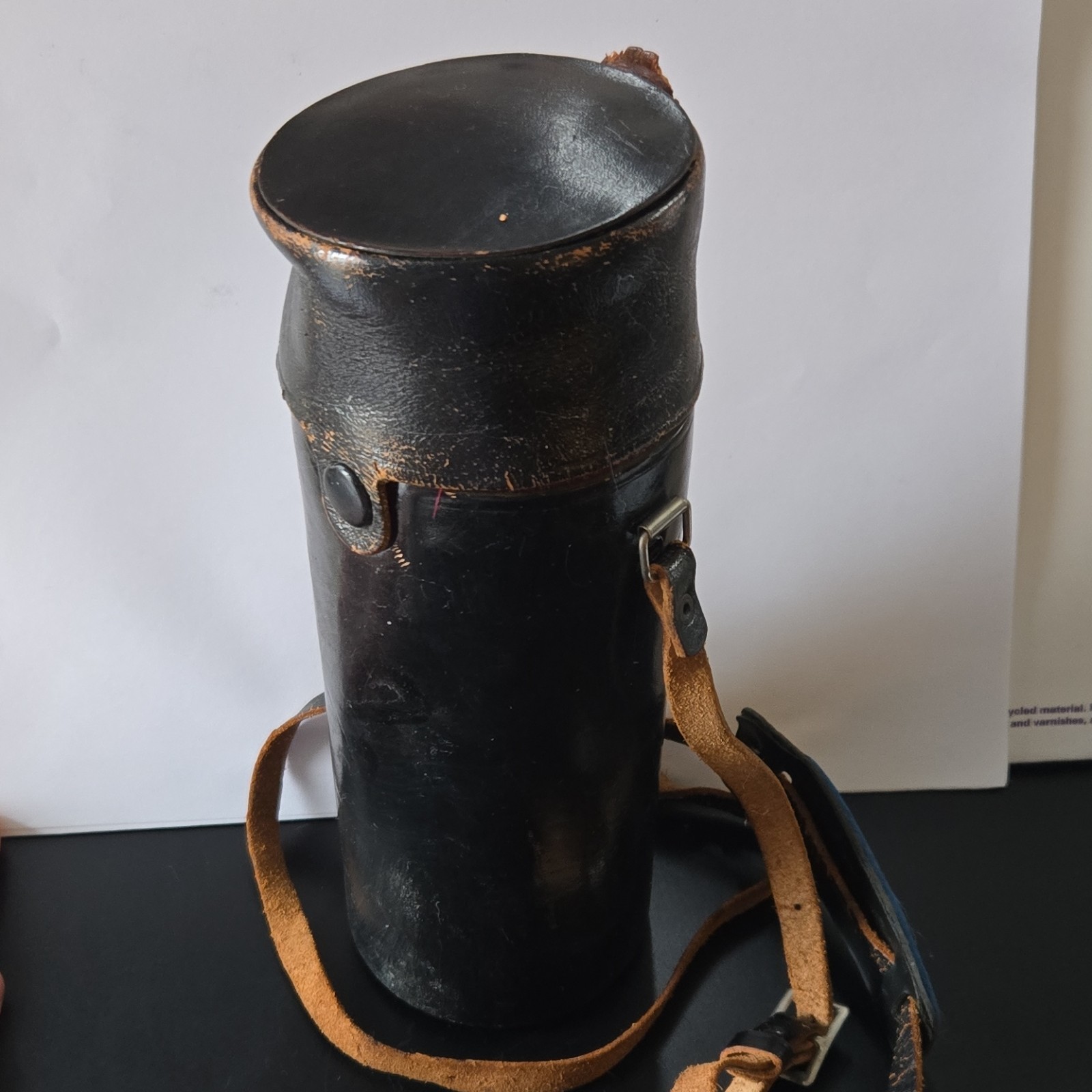 Vintage Leather Cylindrical Camera Lens Case with Strap Type Case(s)