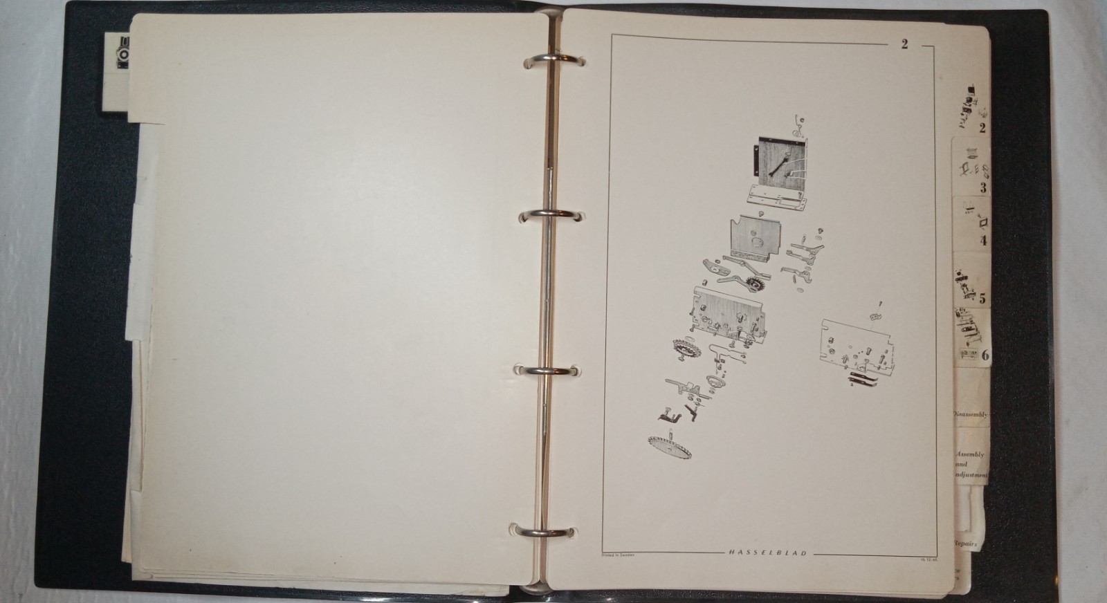 Original Hasselblad 500EL Body Spare Parts Catalog & Repair Manual #4124