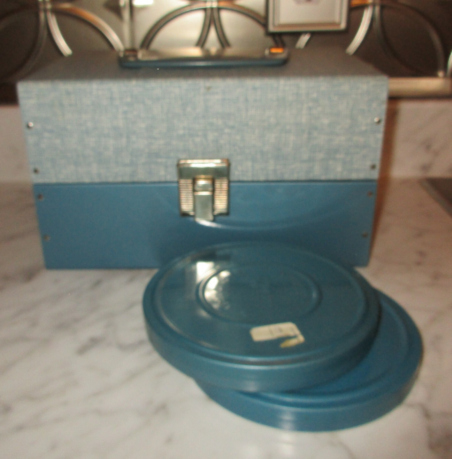 Vintage Metal Korvette Movie Reels & Carrying Storage Case