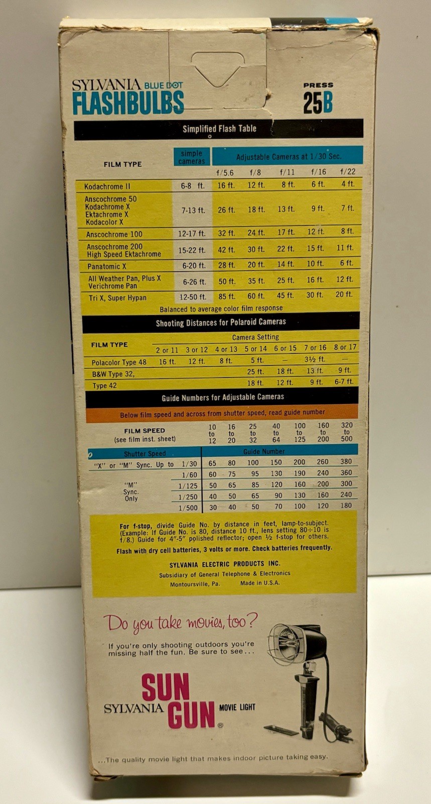 Vintage Sylvania Blue Dot Press 25B Flashbulbs Box of 11 in Original Box