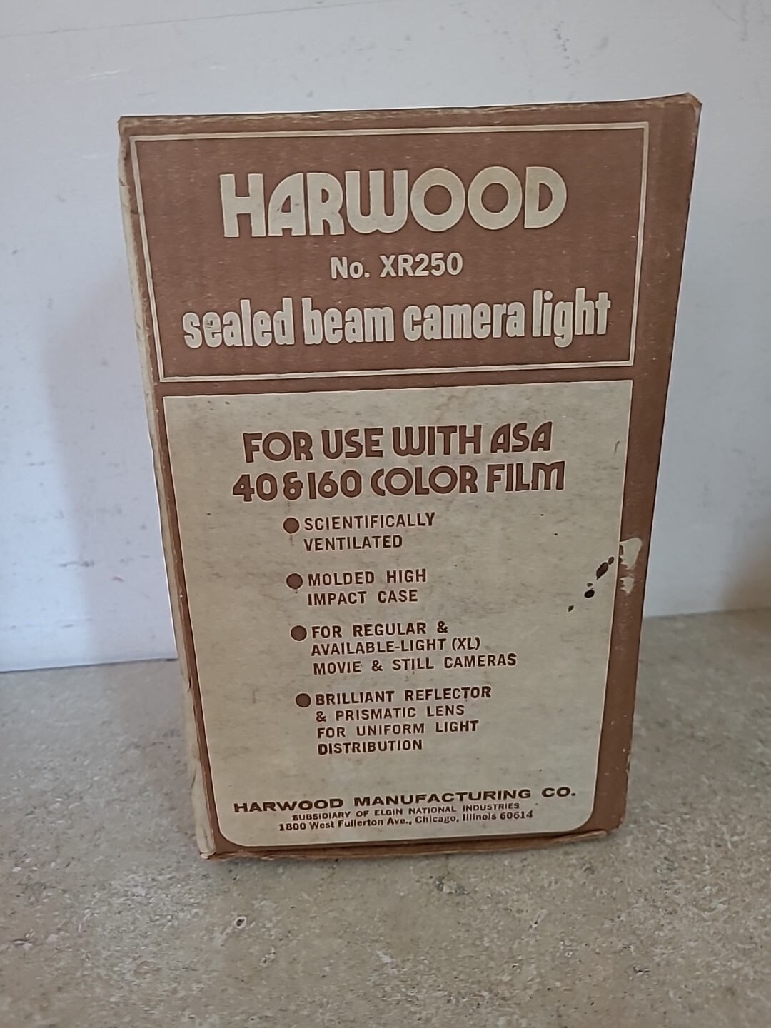 Vintage Harwood No. XR250 Sealed Beam Camera Light For Use With ASA 40&160 WORKS