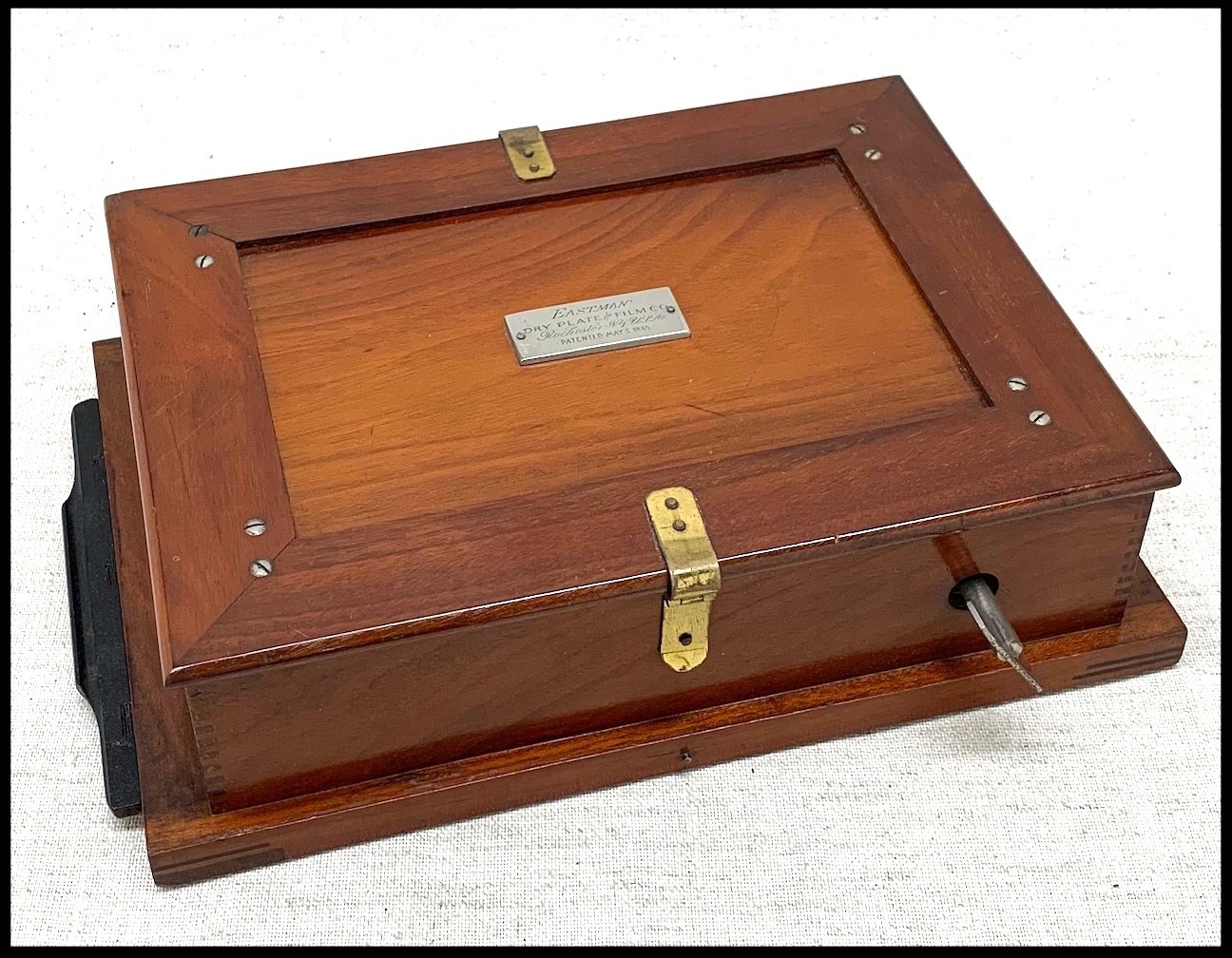 original 1885 EASTMAN WALKER 5×8 roll holder loaded with film — KODAK