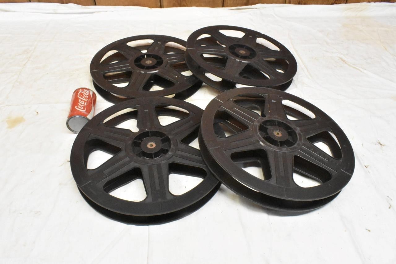 Lot of 4 Vintage 35 mm Movie Theater Film Reel Plastic 14.5″ Plio Magic
