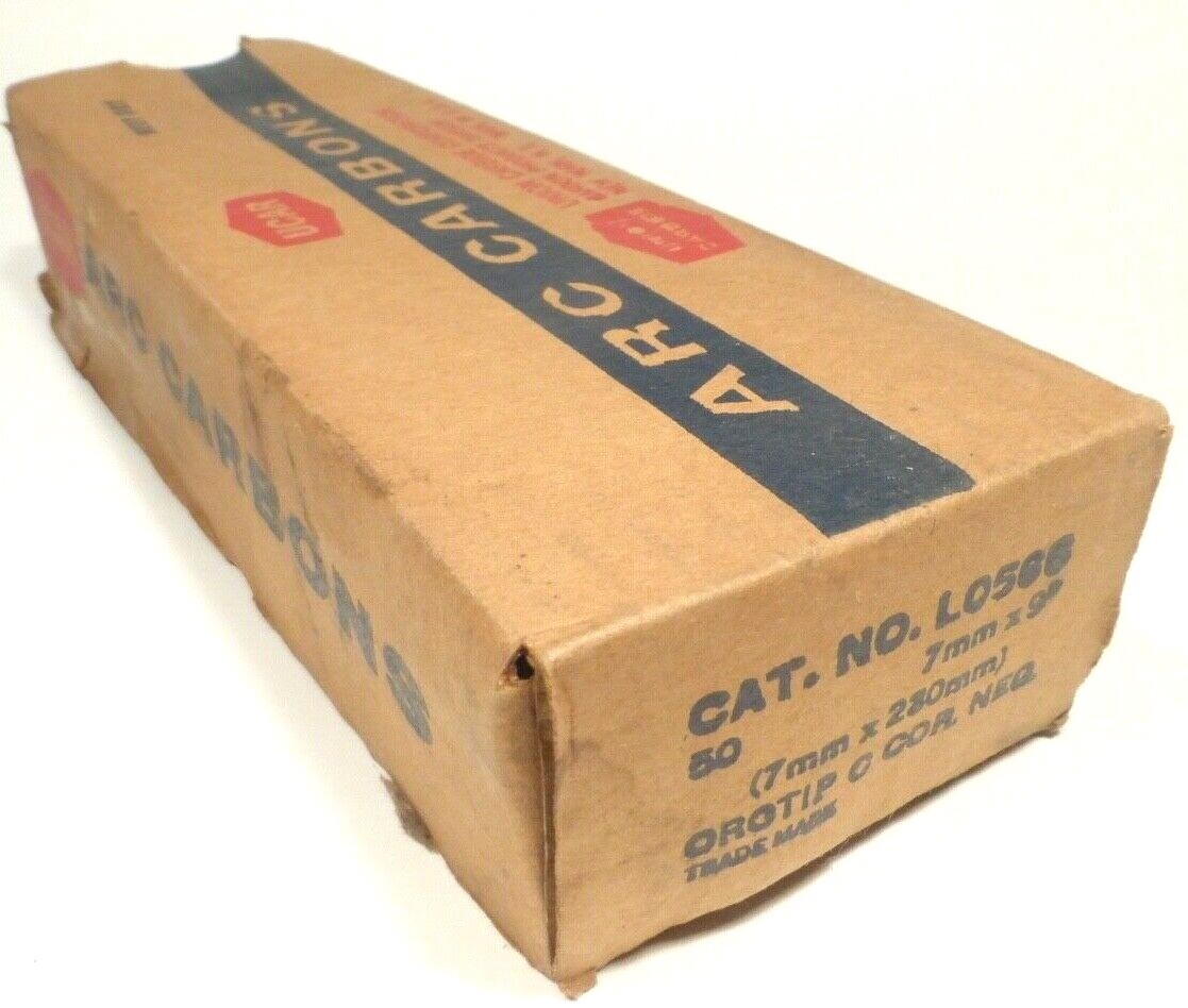 nos CARBON ARC RODS * NATIONAL CARBONS – BOX OF 50 .. 7mm x 9″ NEGATIVES