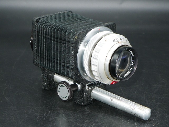 Kopil Focusing Bellows w/ Cassar 4.5/105 Lens Exakta mount.