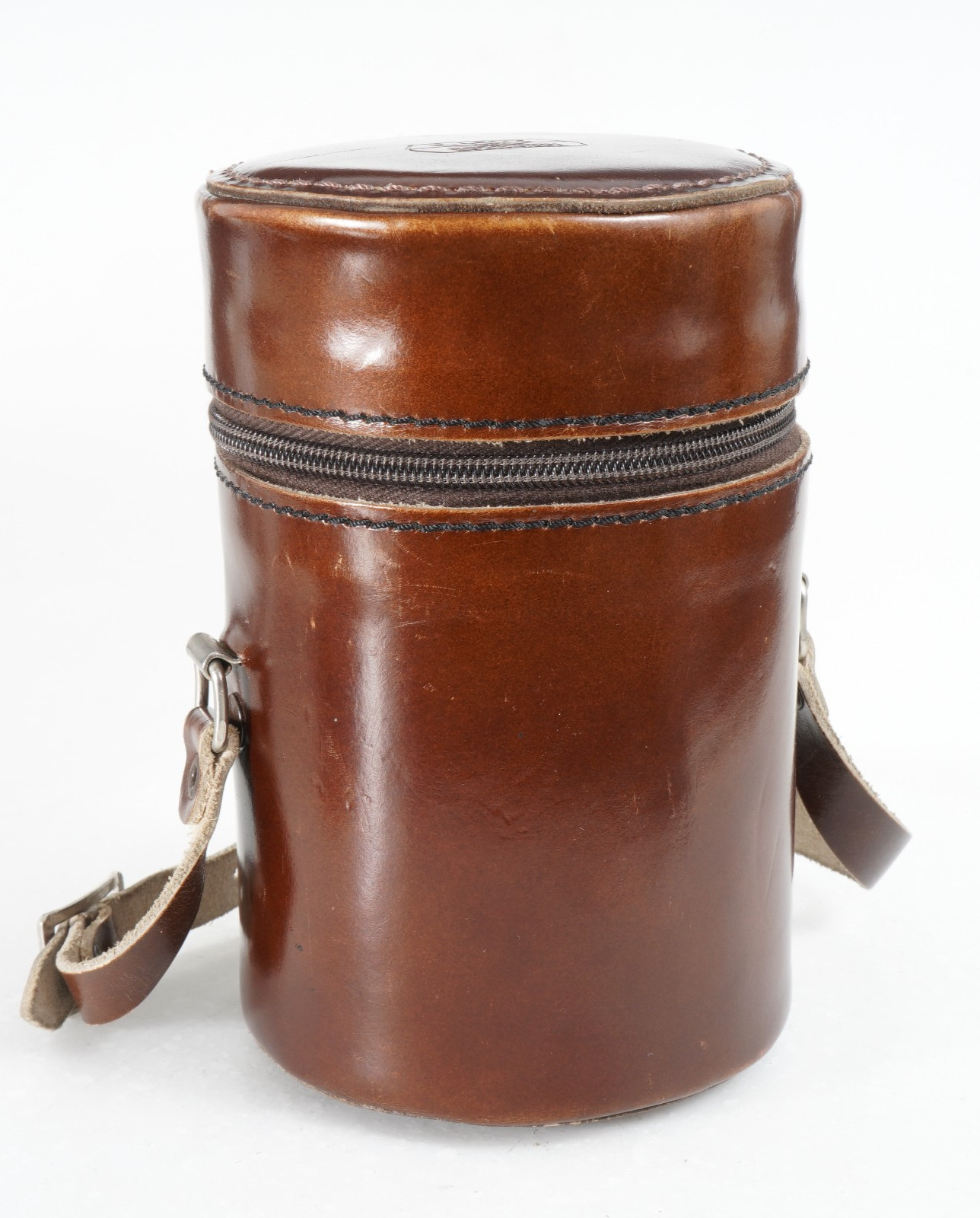 -[EX+++] E. LEITZ #3 LENS CASE 98283 BROWN LEATHER + STRAP For Elmarit-R 90mm