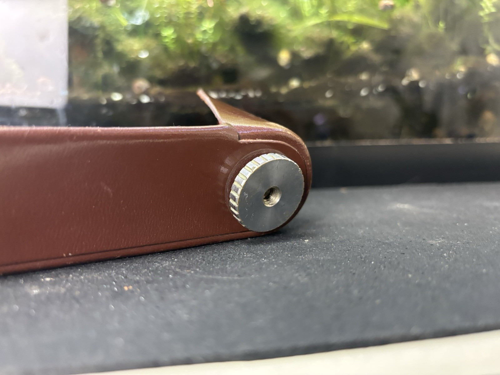 Vintage Brown Film Camera Case Made in Japan lots of wear and rust on metal.