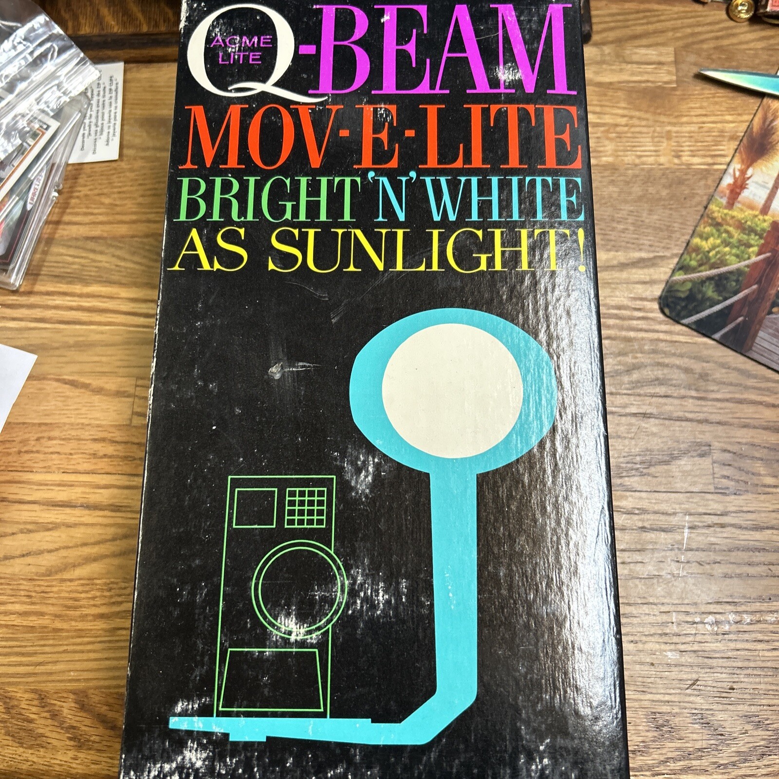 Vintage Acme Lite Beam Mov-E-Lite Bright ‘N’ White As Sun Light NEW In Box