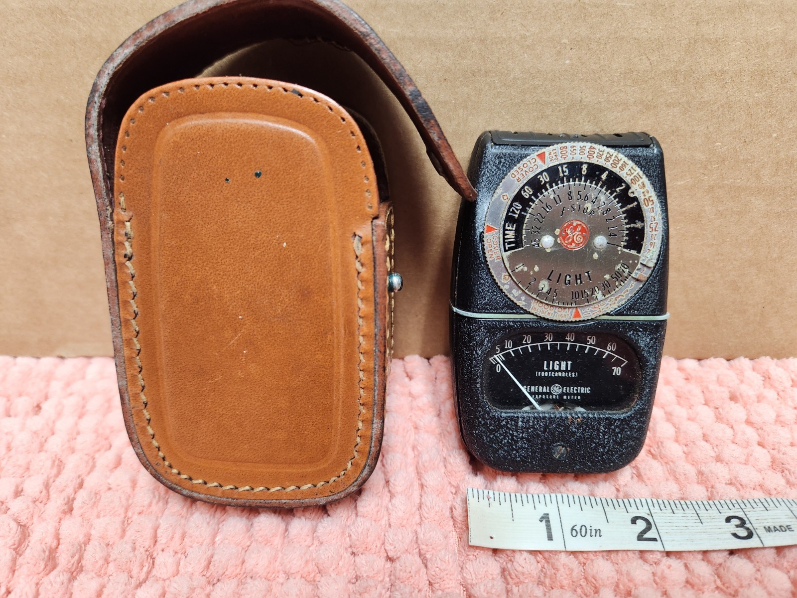 VTG General Electric Exposure Meter Light Type DW-68 w/ Leather Case