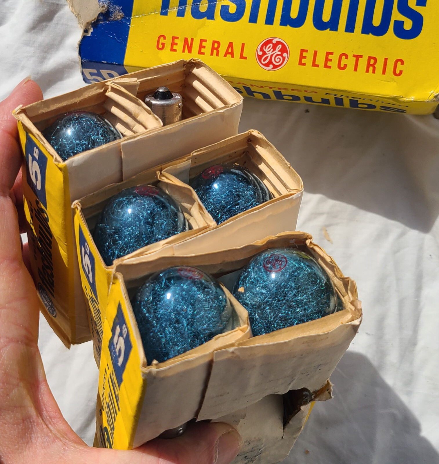 GE General Electric Rhenium # 5B Flash Bulbs Pack of 11 Blue Bulbs Vintage