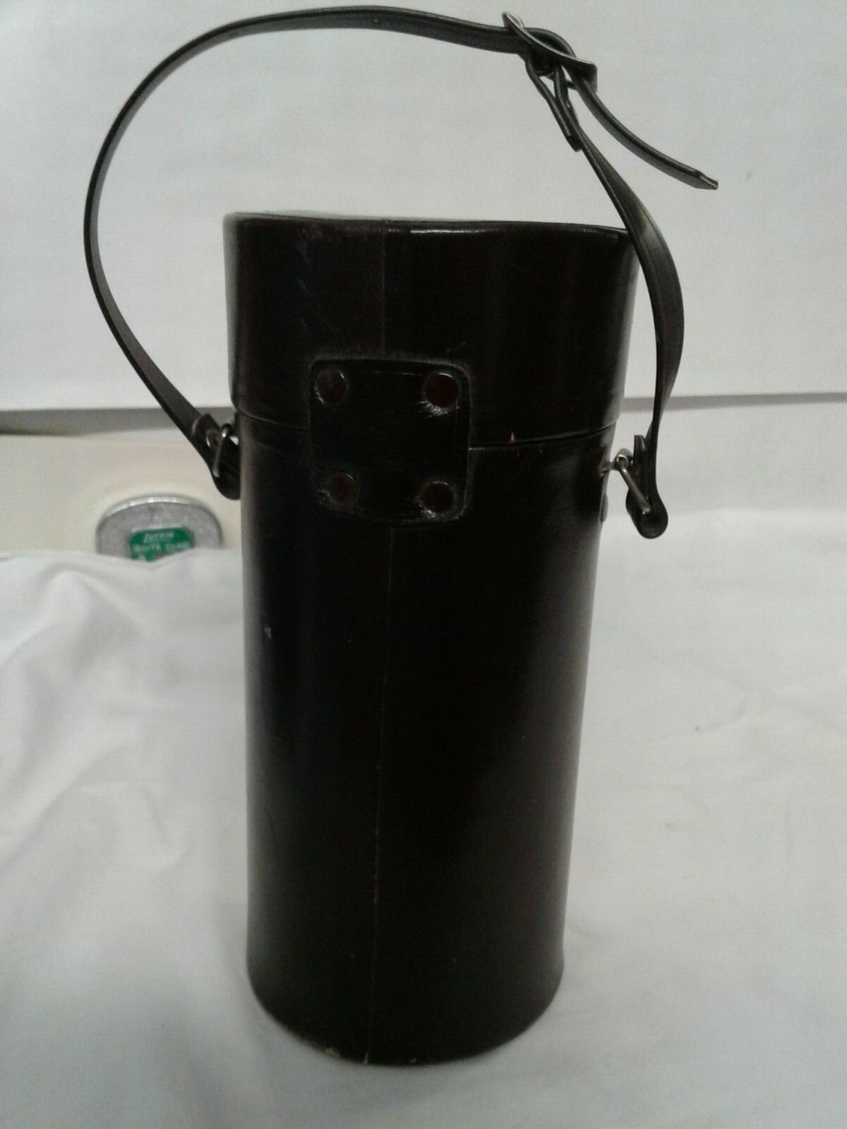 Vintage carry case for accessory camera lens 7″ inside has strap cowhide JAPAN