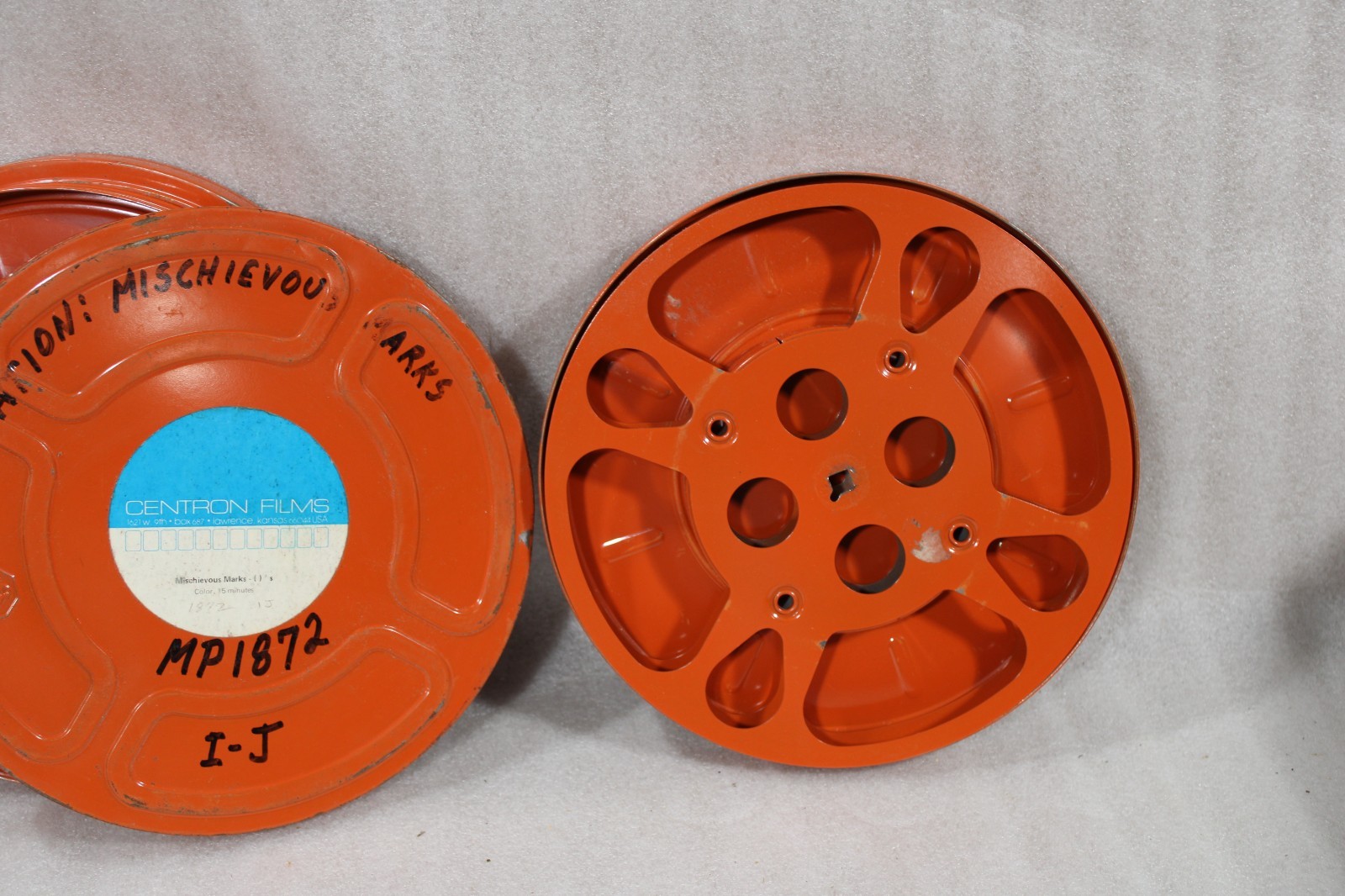 2 Vintage Orange 16mm Film Reels Cannisters Goldberg Brothers 600 Feet BE