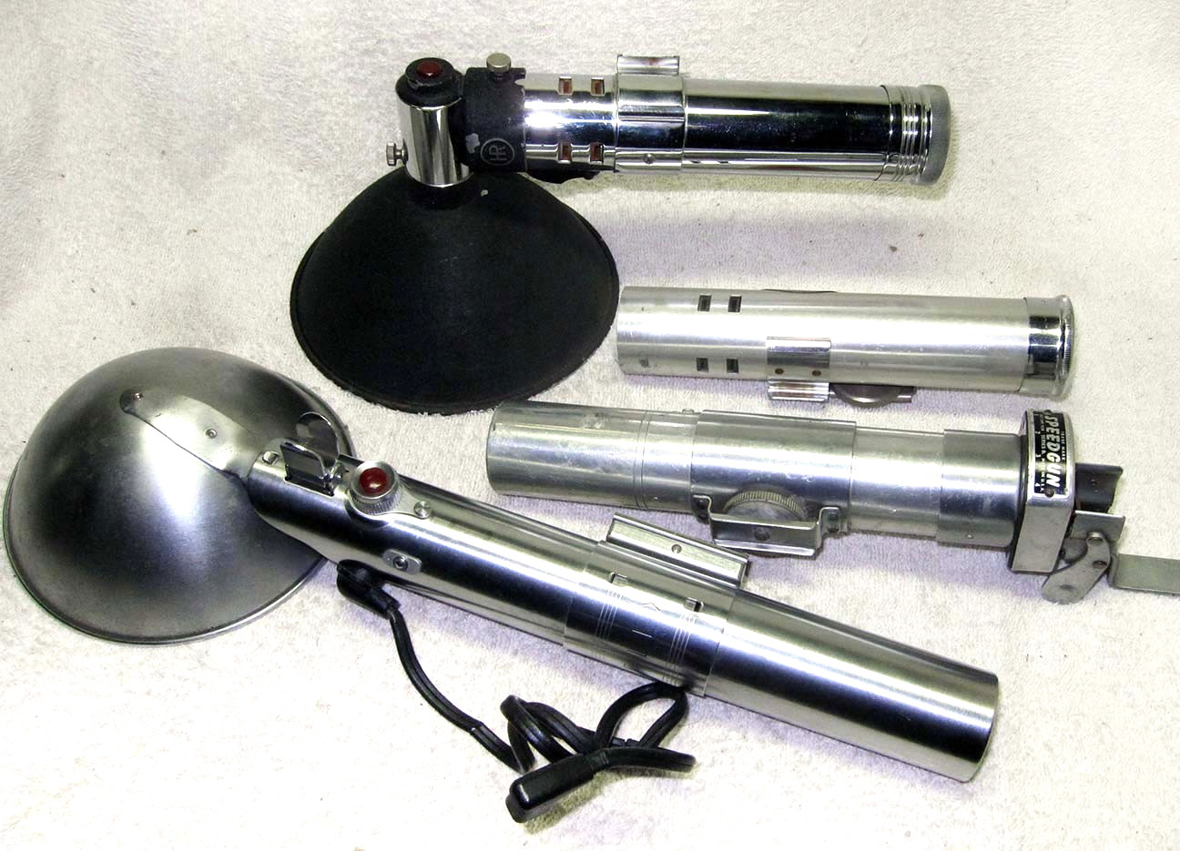 4 Vintage PRESS Camera FLASH Handle’s. Graflex,Heiland,etc. STAR WARS Lightsaber