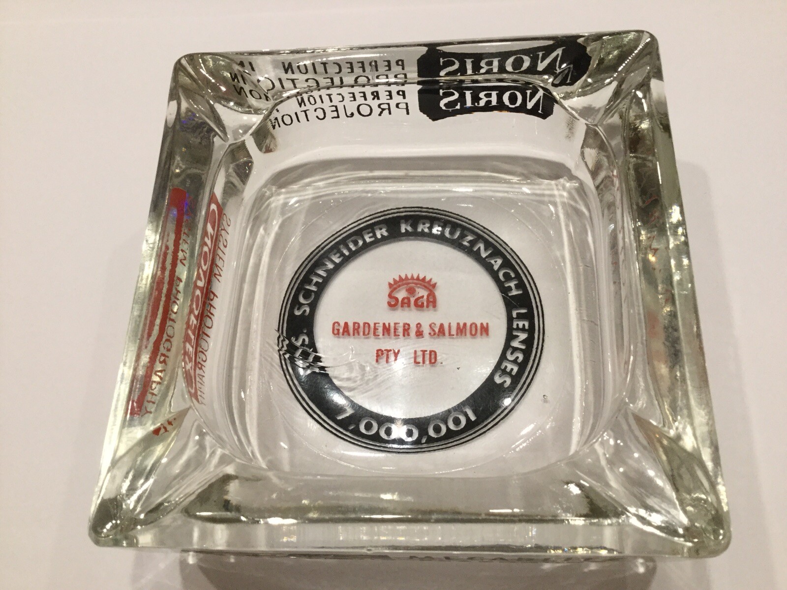 Rare Vintage TOPCON NORIS SCHNEIDER KREUZNACH LENS NOVOFLEX Dealer Ashtray c1950