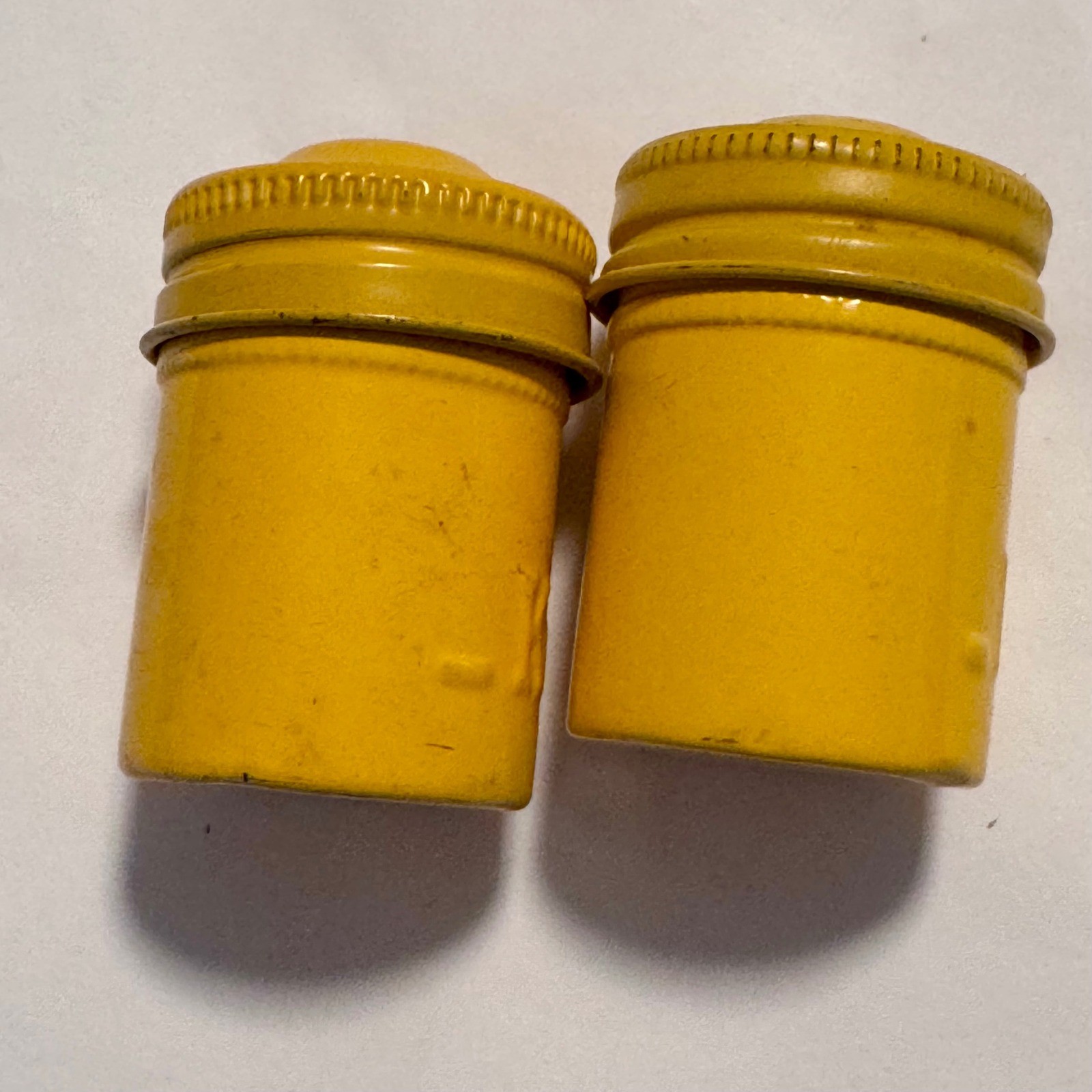 Vintage Kodak Embossed Yellow 35mm Film Canister Containers Lids Set of 2