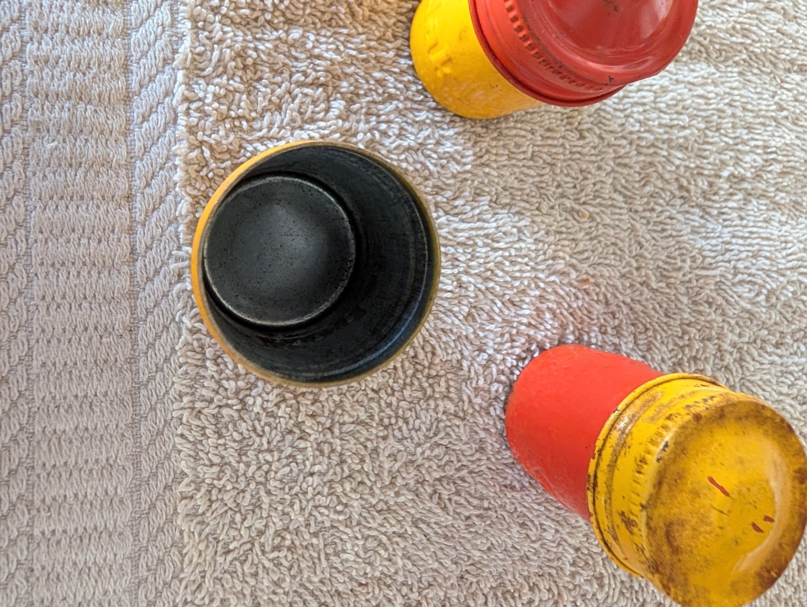Vintage Kodak Yellow And Orange Tin Embossed Film Canister With Lid Lot Of 3