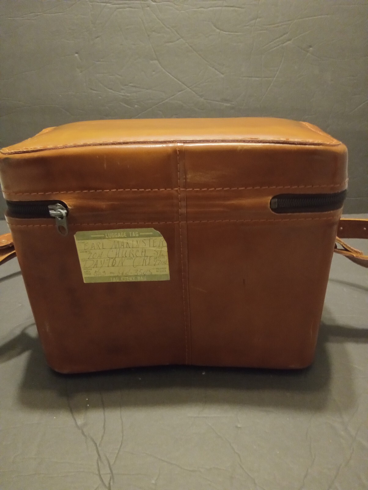 Leather Camera Bag Hard Case With Buckle Strap Vintage Brown 1950-60s #803 USA