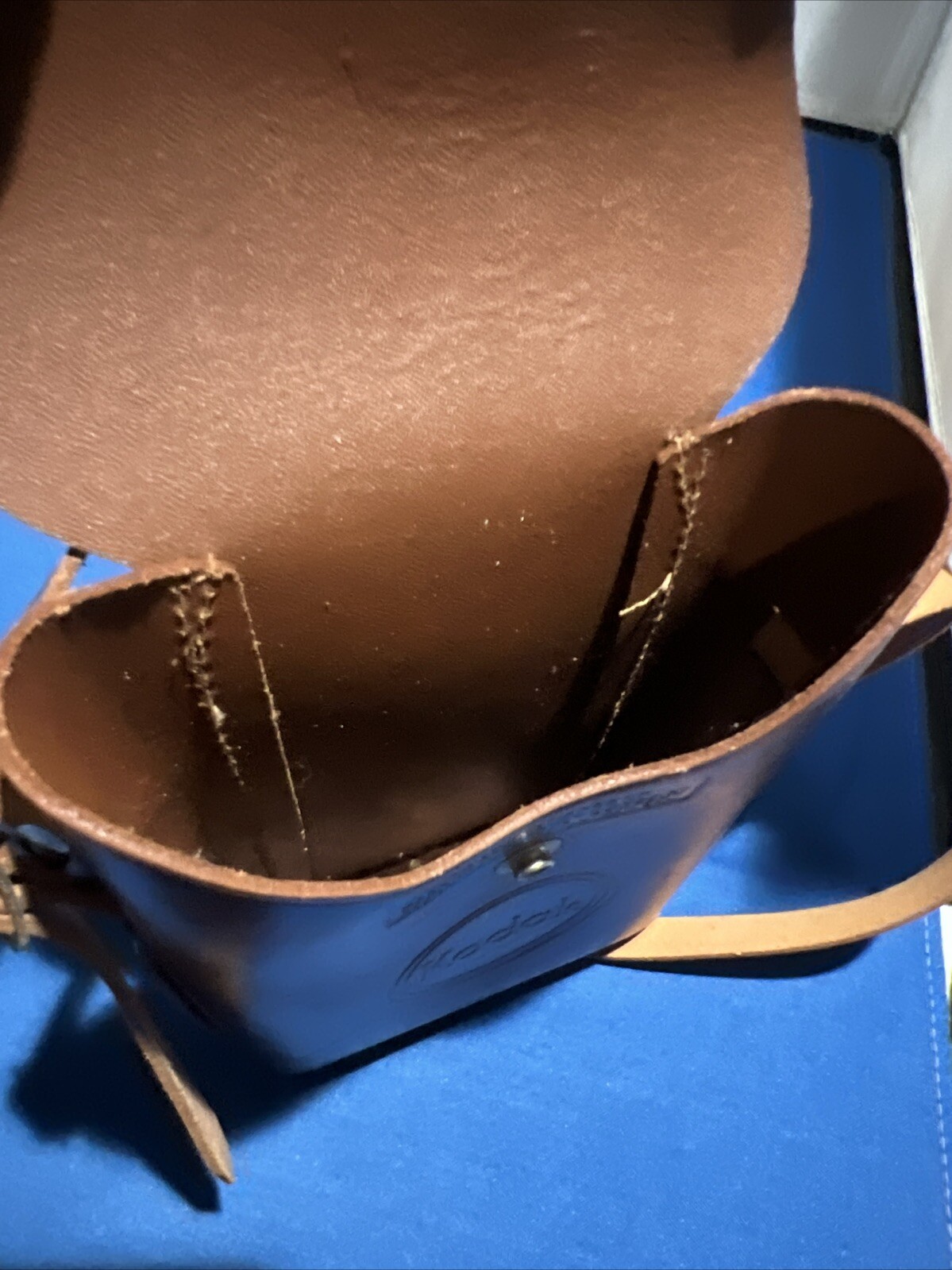Vintage Kodak Snapback Brown Genuine Leather Camera Case With Strap Made In USA