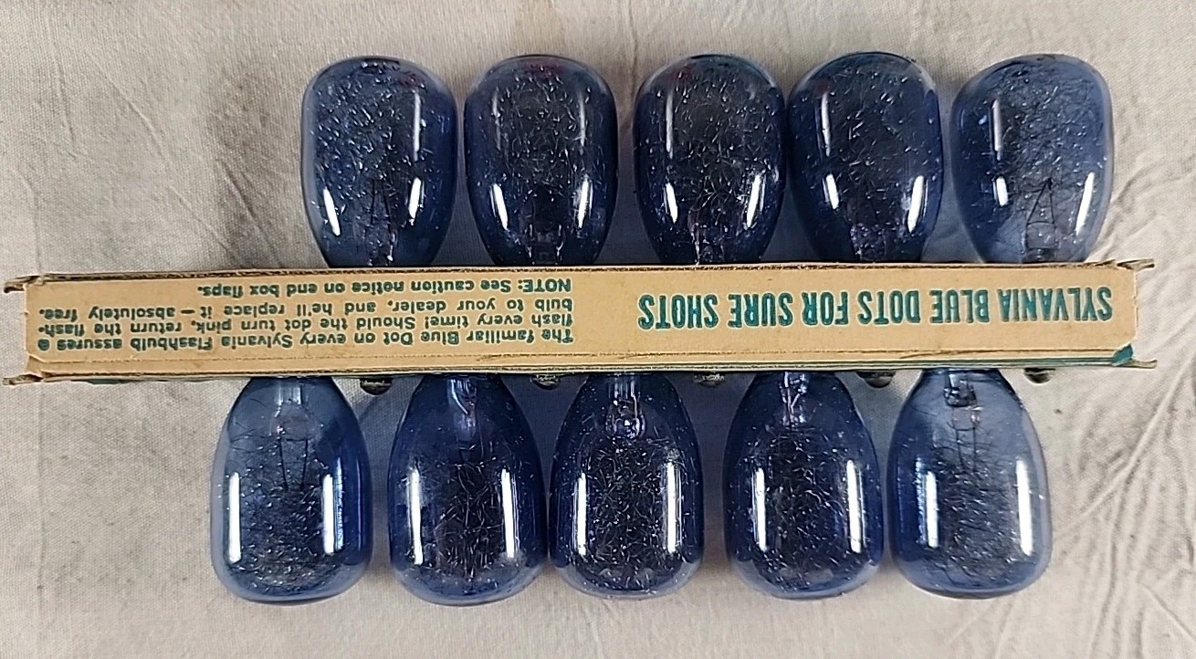 10 Vintage Sylvania Blue Dot Flash Bulbs M3b Flashbulbs For Camera,new Old Stock