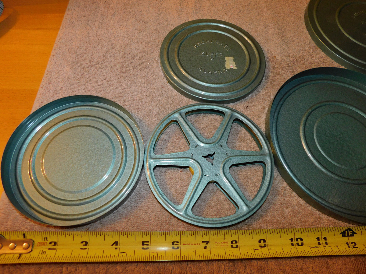 8mm Metal Film Reel Tin Can Canisters & Reels Anchorage Alaska “Super S” RARE