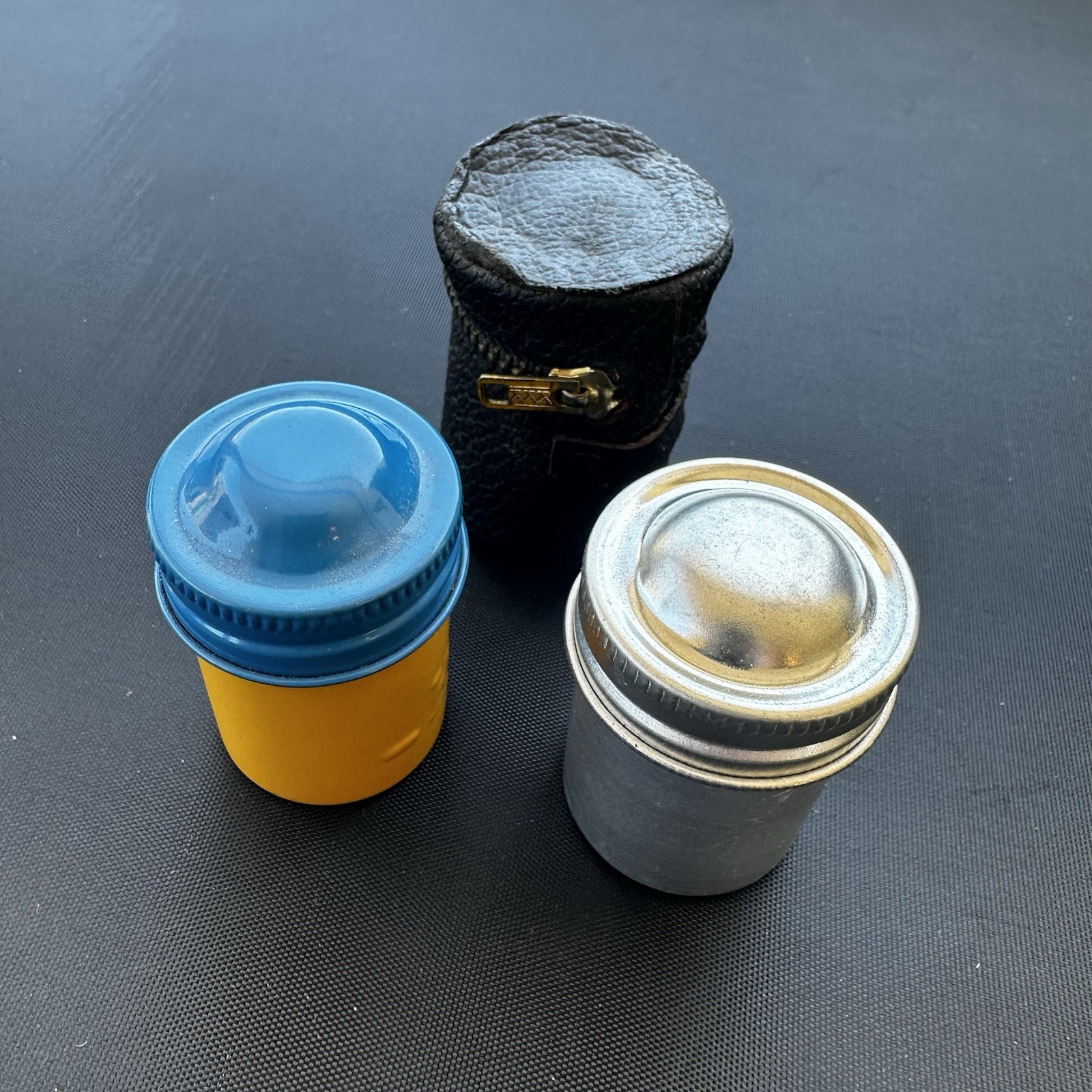 Vintage Kodak 35mm Film Canister Lot Metal Tin Leather Case Analog Photography
