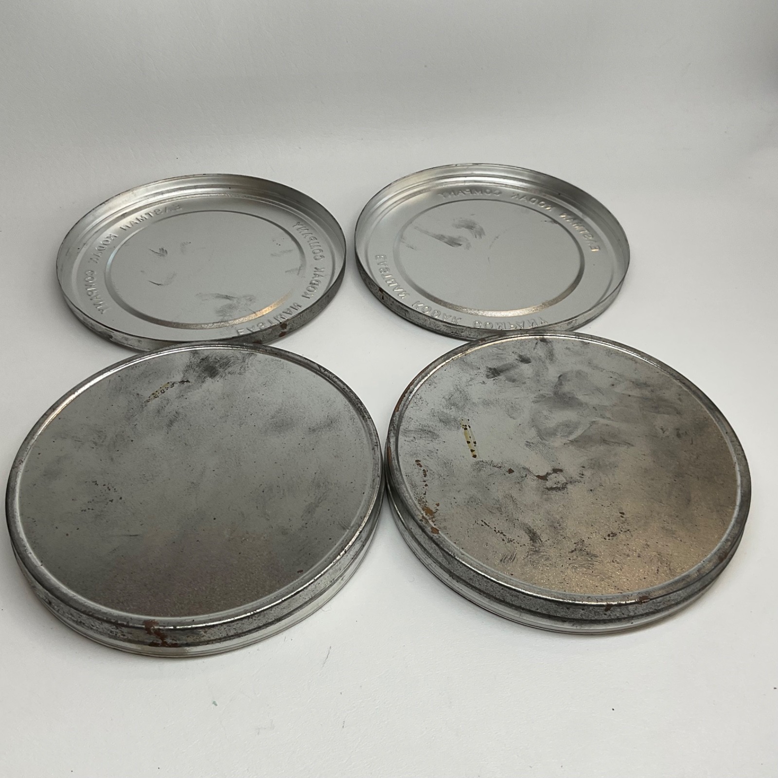 2 Empty 16mm 500′ Foot Feet Eastman Kodak 7″ Inch Metal Tin Film Canisters Cans