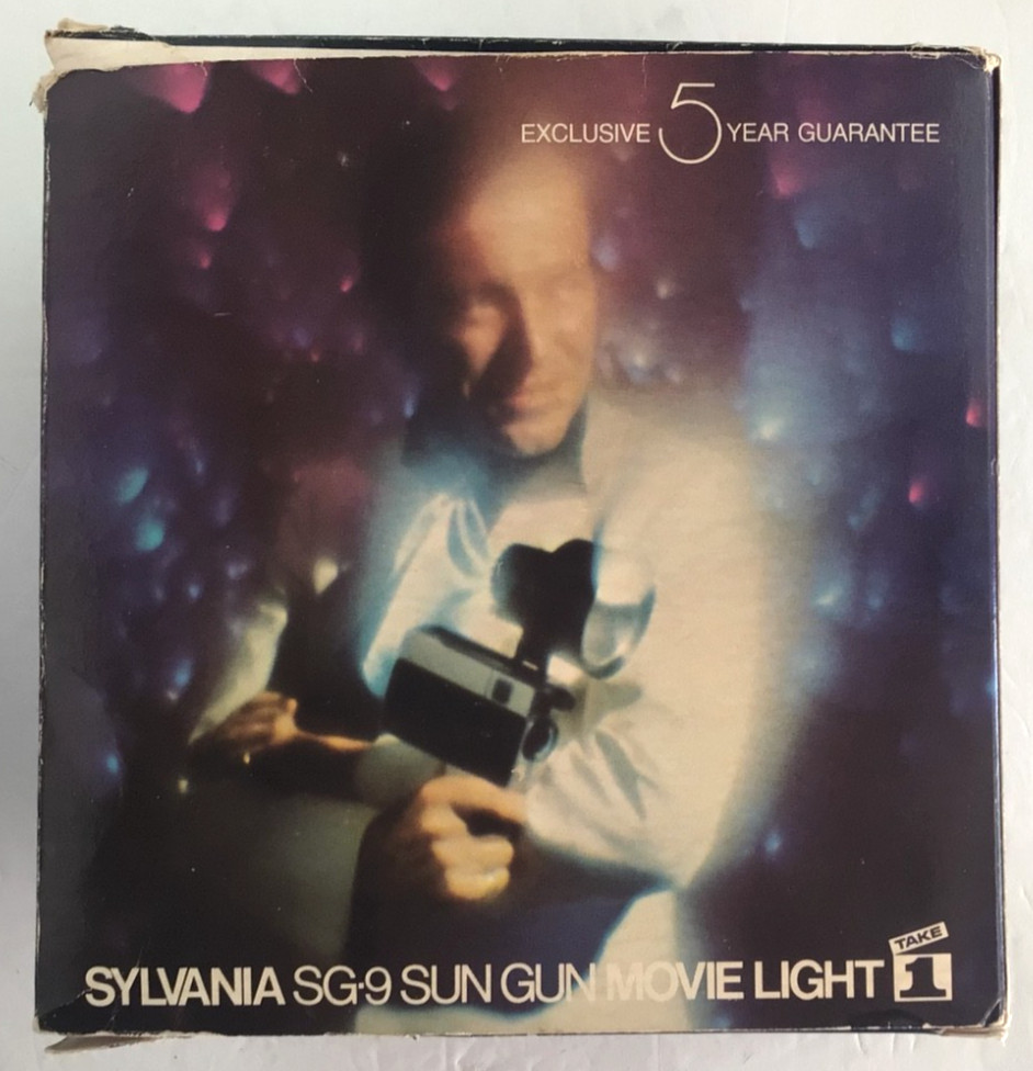 Sylvania SG-9 Sun Gun Movie Light Complete w/ Box 1960s Vintage Tested & Working